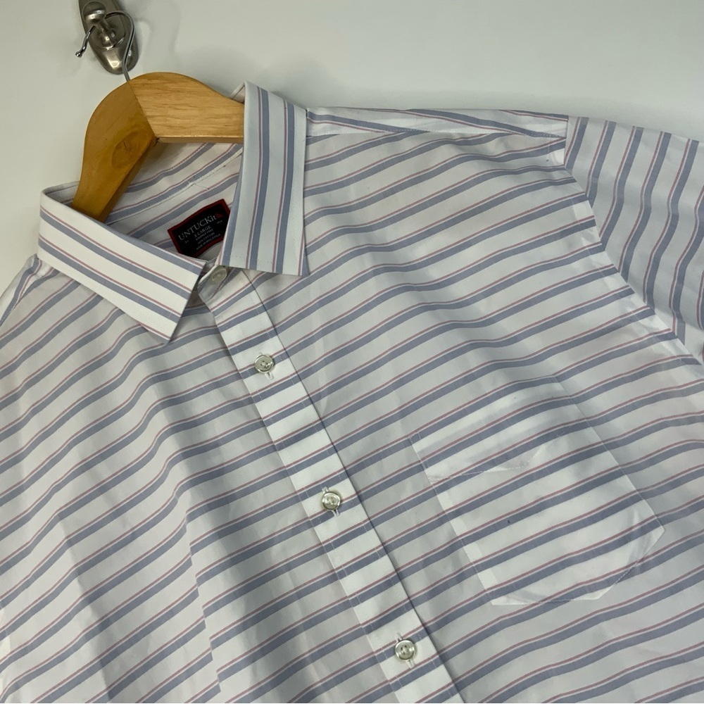 UNTUCKit XL Wrinkle Free Short Sleeve Button Down Striped Casual Shirt. - Picture 4 of 5